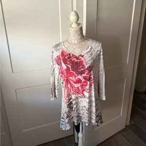 Style & Co. Red and Gray Patterned Tunic